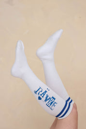 Rävke Socks, blue Ravke tough sweetheart Logo