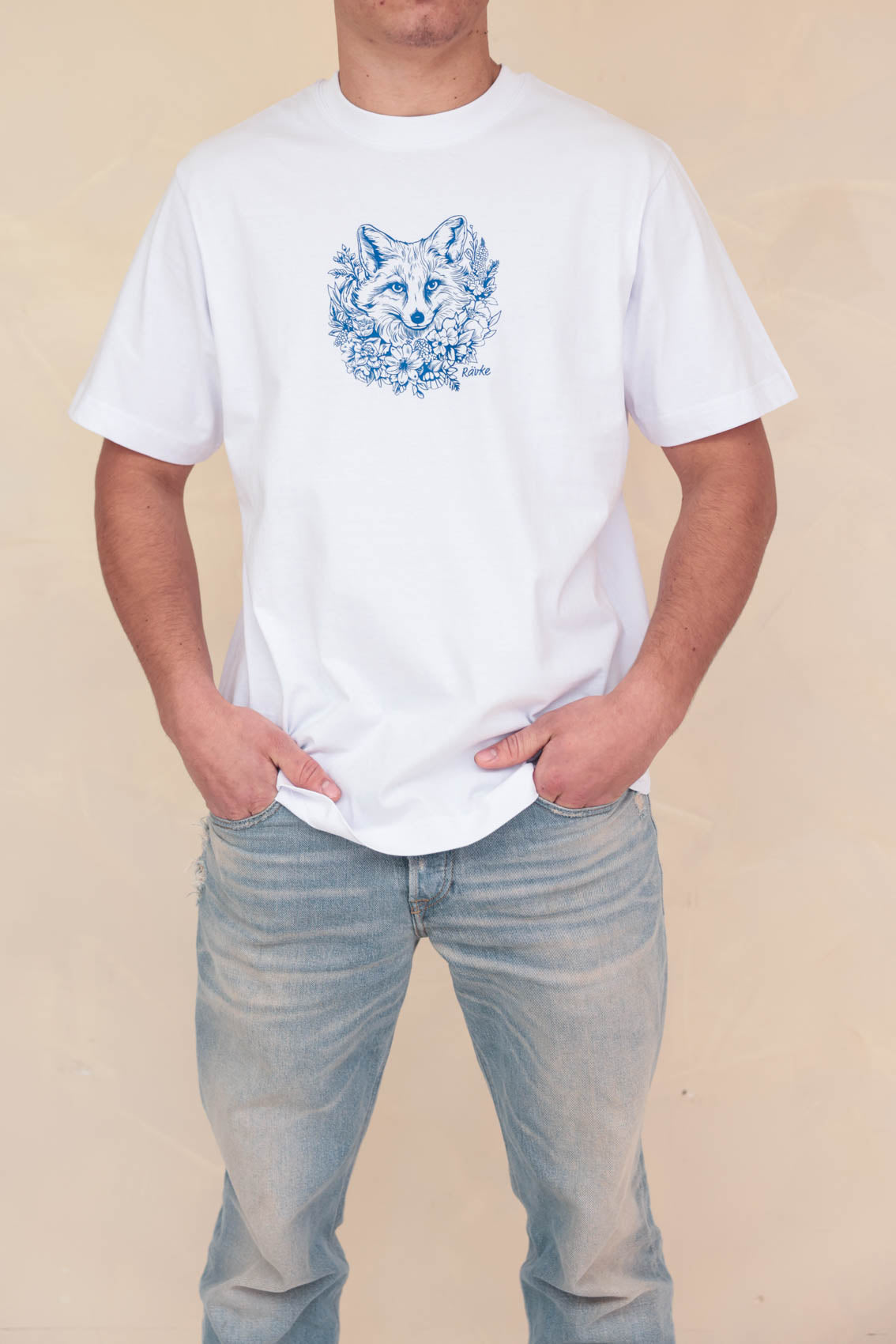 Rävke Tee white, Blue Fox