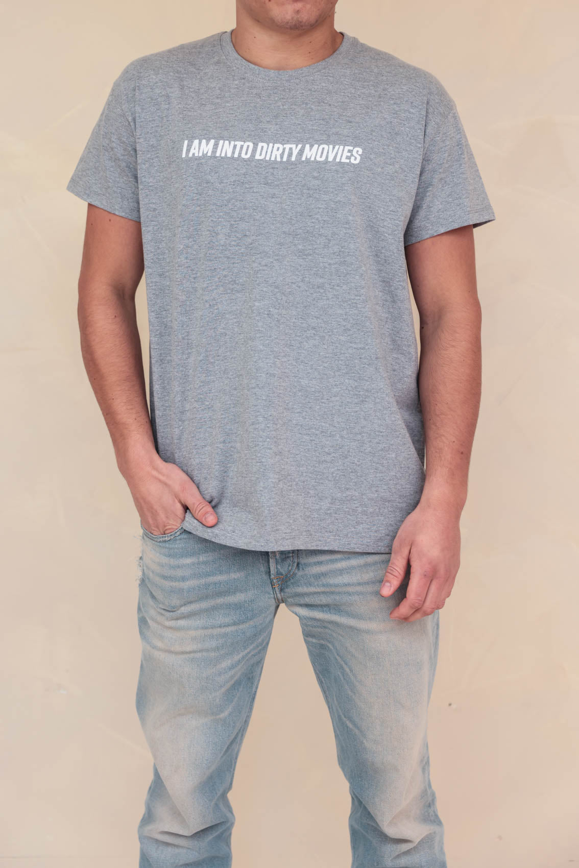 Rävke Tee heather grey, I am into dirty movies