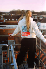 Hooded Sweat Aleks Svenska Naturell met rugprint make love not war